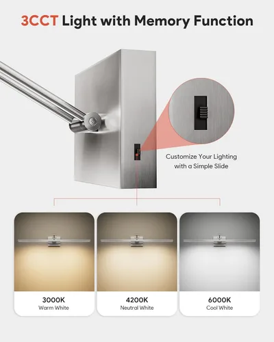 Miniatura 2 de VONLUCE Luz LED de Tocador de Baño de 30", Luces LED Modernas de Tocador 3CCT con Brazo Giratorio de Cabezal Rotativo de 360°, Lámpara de Baño