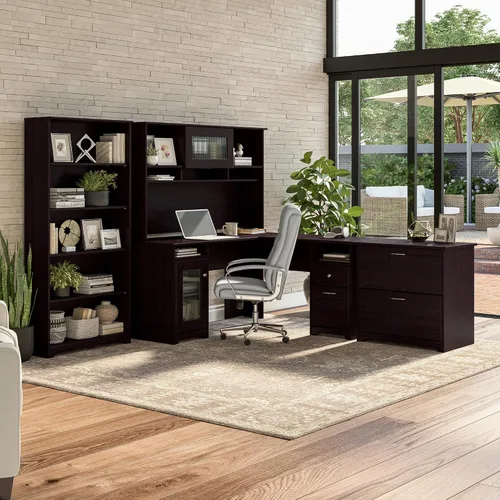 Miniatura 4 de Bush Furniture - Archivador lateral Cabot Collection de 2 cajones con herrajes cromados, elegante archivador para oficina en casa, cartas, archivos