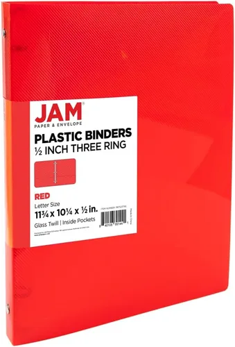 Miniatura 65 de JAM PAPER - Carpetas de plástico de 1 pulgada - Carpetas de 3 anillas surtidas (rojo, azul, verde y naranja) - Paquete de 4