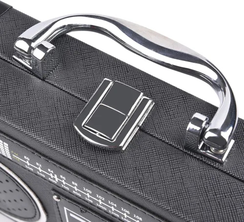 Miniatura 7 de QZUnique Bolsa de hombro con forma de cinta grabadora de radio bolsa cruzada de poliuretano para mujer bolsa de noche retro bolso de mano