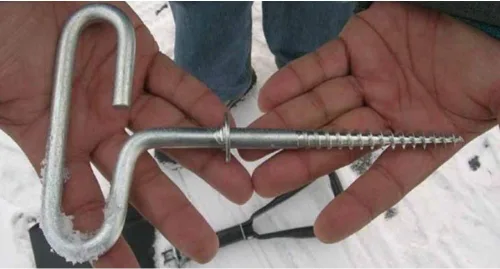 Miniatura 7 de 4 estacas de tienda de campaña resistentes, anclajes de suelo de 7.9 in, clavija roscada para vientos fuertes, clavos de refugio de pesca en hielo