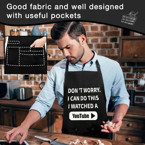 Miniatura 2 de Divertido delantal de chef de cocina con bolsillos, delantales de trabajo de cocina para barbacoa, regalos creativos de cumpleaños para papá Don't