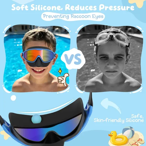 Miniatura 4 de VegoVia Paquete de 2 gafas de natación para niños con cubierta para la nariz, gafas de natación antivaho con protección UV para niños y jóvenes de 3