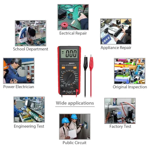 Miniatura 5 de CAMWAY LCR Medidor LCD Capacitancia Inductancia Probador Medidor de medición Autodescarga pF nF μF con pantalla de sobrerango
