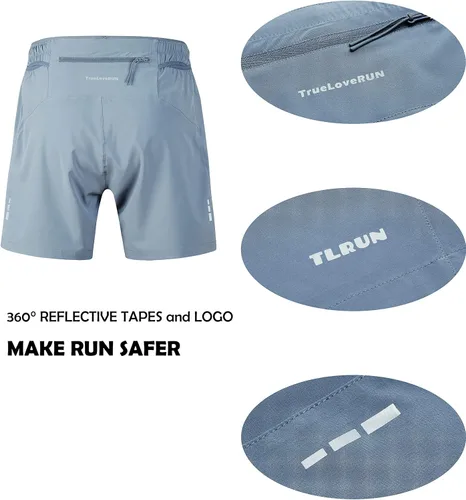 Miniatura 4 de Pantalones cortos de correr para hombre de 5 pulgadas, ultra ligeros con 5 bolsillos, de secado rápido, pantalones cortos deportivos de maratón sin