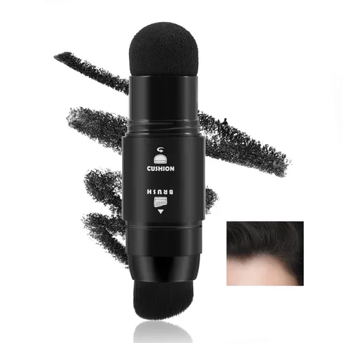 Polvo para cubrir el cabello gris, doble cubierta de cabeza gris con esponja y cepillo, polvo de contorno impermeable para pérdida de cabello fino