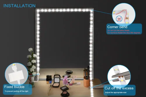 Miniatura 3 de Kit de Luces LED para Espejo de Tocador, 13 pies/4M 240 LEDs Luz de Espejo de Tocador de Maquillaje para Juego de Mesa de Tocador de Maquillaje