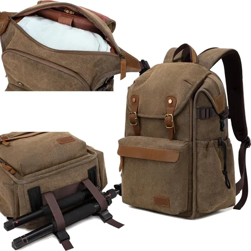 Miniatura 7 de Mochila para cámara; Bolso profesional para cámara UAV; Mochila de gran capacidad para fotografía, mochila de lona para cámara (gris)