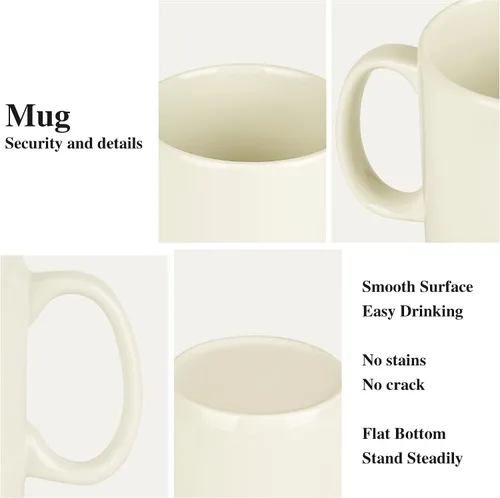 Miniatura 3 de Taza de café de cerámica extra grande de 29 onzas con asa para oficina y hogar (29 onzas, crema)
