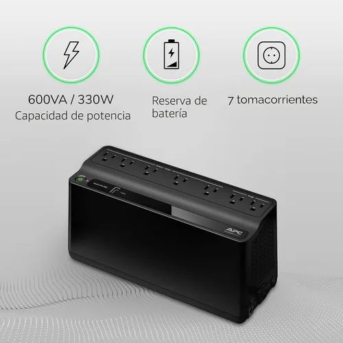 Miniatura 5 de APC - Batería de respaldo UPS y protector contra sobretensiones, fuente de alimentación de batería de respaldo de 600 VA/300 vatios, Back-UPS