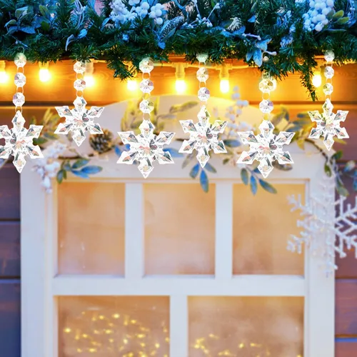 Miniatura 4 de Jishi 30 piezas de adornos de copo de nieve de cristal para decoración de árbol de Navidad, adornos de copo de nieve de acrílico transparente