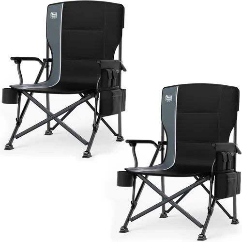 Miniatura 10 de TIMBER RIDGE Silla de Campamento Plegable de Gran Tamaño con Respaldo Alto, Resistente para Adultos, Soporta hasta 500 libras con Portavasos, Bolsa