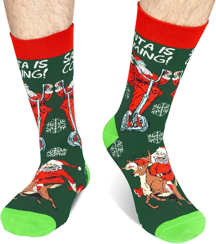 Miniatura 3 de PanPacSight Calcetines redondos de Navidad para hombre, calcetines divertidos de culto medio