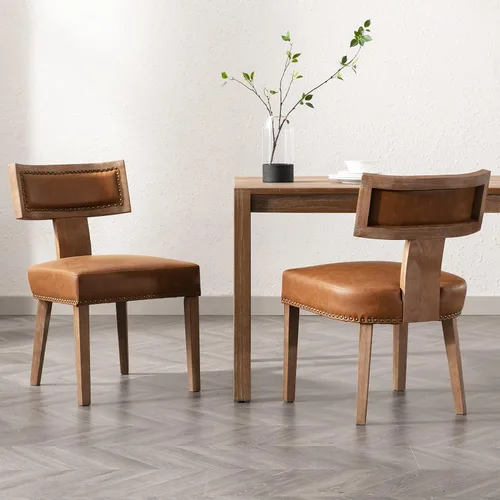 Miniatura 31 de RIVOVA Juego de 4 sillas de comedor modernas de mediados de siglo, tapizadas de piel sintética, sillas Parson modernas sin brazos de cocina, sillas