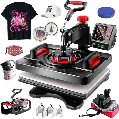 Miniatura 9 de AKEYDIY - Máquina de prensa de calor de 15 x 12 pulgadas, máquina de prensa para camisetas, prensa digital de 360 grados con brazo oscilante