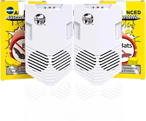 Repelente de murciélagos para áticos, exteriores e interiores - Sistema repelente de murciélagos ultrasónico avanzado Cleanrth CB006 (paquete de 2)