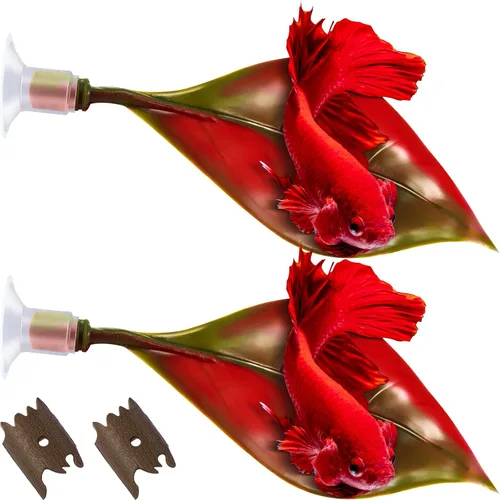 Miniatura 8 de WILLBOND 2 piezas de silicona azul Betta Fish Bed Leaf Hamaca Betta Fish Tank Accesorios Decoraciones para adornos de acuario, práctico lugar