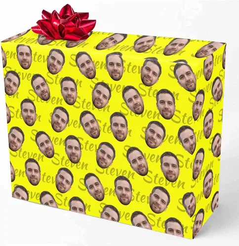 Miniatura 12 de M YESCUSTOM Papel de regalo con fotos personalizadas, papel de regalo para el Día de la Madre, Día del Padre, cumpleaños, Navidad
