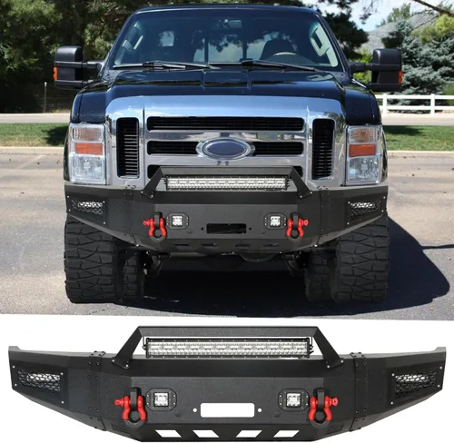 Miniatura 15 de BESTZHEYU Parachoques delantero compatible con F250 F350 F450 2017 2018 2019 2020 2021 2022 con placa de cabrestante y luces LED