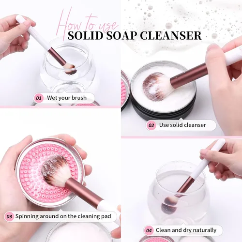 Miniatura 2 de DUcare Limpiador de Brochas de Maquillaje Champú Jabón Sólido Tapete de Limpieza de Brochas Elimina Color Cosmético Almohadilla Limpiadora