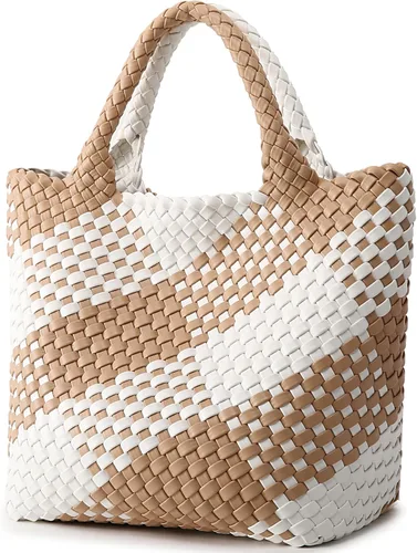 Miniatura 2 de Bolso tejido para mujer, bolso tote de cuero vegano grande para verano, playa, viaje, bolso de mano y cartera retro hecho a mano, bolso de hombro