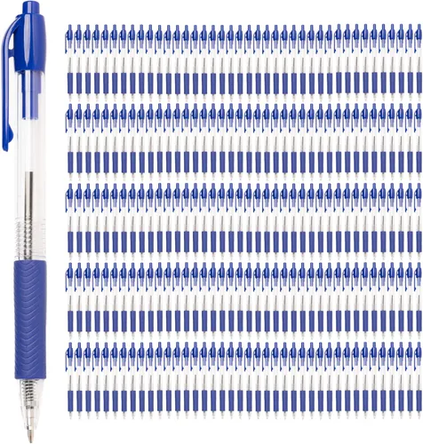 Simply Genius Bolígrafos azules, 200 bolígrafos a granel, retráctiles, tinta azul, escritura suave y ergonómicos para tomar notas y suministros de