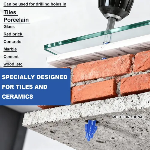 Miniatura 5 de Paquete de 5 brocas para azulejos de 1/2 pulgada, brocas de mampostería con vástago hexagonal para azulejos, hormigón, ladrillo, vidrio, porcelana