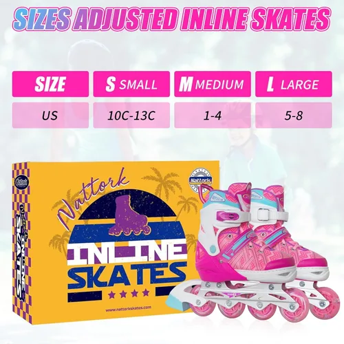Miniatura 2 de Nattork Patines en línea ajustables para niños y niñas, azul negro rojo con ruedas iluminadas, patinaje sobre ruedas juvenil para principiantes de 3