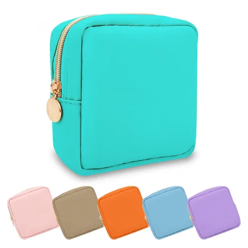 Miniatura 27 de Estuche pequeño para lápices y maquillaje para bolso, lindo estuche de lápices, bolsa de pinceles de maquillaje de nylon con cremallera, estuche