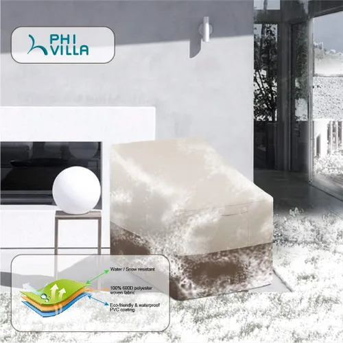 Miniatura 7 de PHI VILLA Juego de 2 fundas para sillas de patio, fundas para muebles de exterior, impermeables y resistentes, para asientos profundos