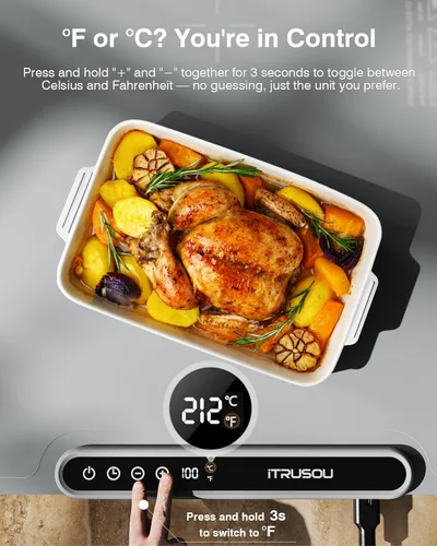 Miniatura 4 de Tapete Calentador para Alimentos, Bandeja Calentadora Eléctrica iTRUSOU Calor Continuo 99H, 7 Configuraciones de Temperatura, Calentamiento Gris