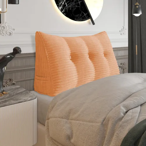 Miniatura 69 de Almohada de cabecera gruesa totalmente rellena individual XL, cabecero acolchado de dormitorio, soporte suave y firme, cojín grande triangular, Azul
