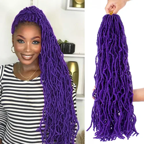 Miniatura 30 de Leeven Nuevas Trenzas de Ganchillo de Cabello con Locs Falsos Suaves de 24 Pulgadas de Largo Locs de Diosa Desgastados 6 Paquetes Negro Natural