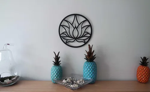 Miniatura 3 de dogalmasacom Arte de pared de metal de flor de loto, decoración de pared redonda de mandala de metal, arte de pared colgante para yoga, zen