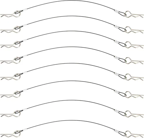 Miniatura 2 de ShareGoo - Paquete de 8 clips de metal en R con cuerda antipérdida de acero para carrocería RC compatible con 1/8 1/10 Traxxas HSP Arrma Axial Negro