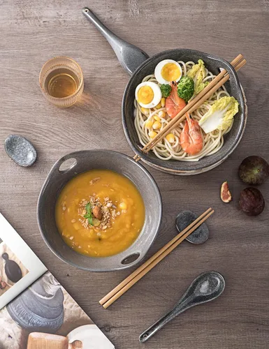 Miniatura 8 de UNICASA Juego de 2 cuencos japoneses para ramen con palillos, cucharas y reposos, 26 onzas, para fideos de porcelana profunda, Udon, Pho, ensalada