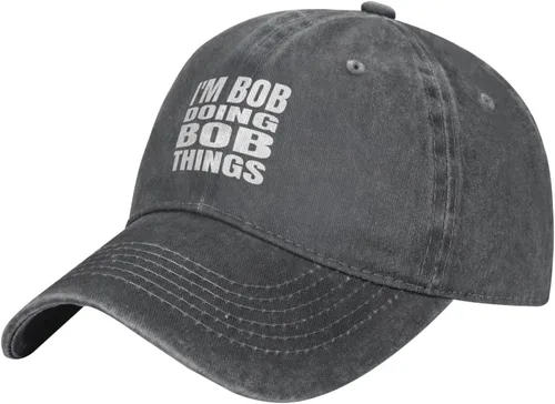 Gorra de béisbol con texto en inglés "I'm Bob Doing Bob Things Distressed Dad", gorra de béisbol para hombre de los años 90, de mezclilla lavada