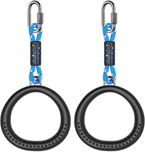Miniatura 9 de Dolibest 2 Pack of Ninja Gymnastic Rings,Monkey Ring Outdoor Backyard Ninja Accessories Set,Swing Bar Rings Obstacle Course for Training Equipment