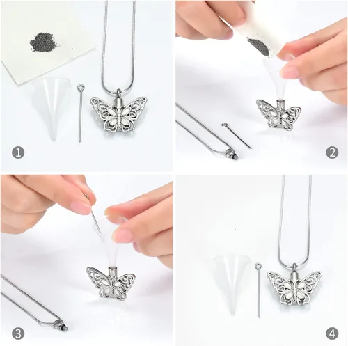 Miniatura 56 de Minicremation Joyas de cremación para cenizas – Collar conmemorativo de mariposa con colgante de urna para cenizas de seres queridos