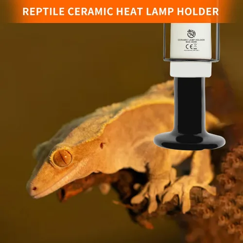 Miniatura 6 de Soporte de lámpara de calor de cerámica para reptiles, calentador de luz de calor para terrarios y vivarios, soporte de lámpara de calor de lagarto