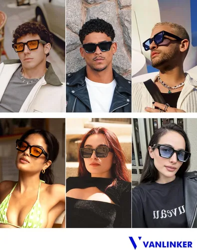 Miniatura 9 de VANLINKER Gafas de sol cuadradas gruesas para hombres y mujeres, retro, rectangulares, con protección UV400, VL9731