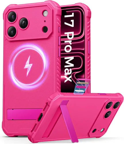 Miniatura 18 de ASAFCASE Funda magnética para iPhone 17 Pro Max, soporte integrado, compatible con MagSafe, protección contra caídas de grado militar, botón