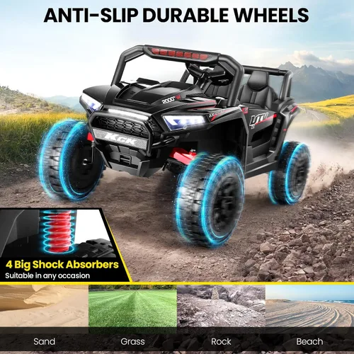 Miniatura 2 de Hikole Juguetes de paseo de 24 voltios para niños grandes de 2 plazas, 4WD UTV para niños, autos para niños y niñas con control remoto para padres