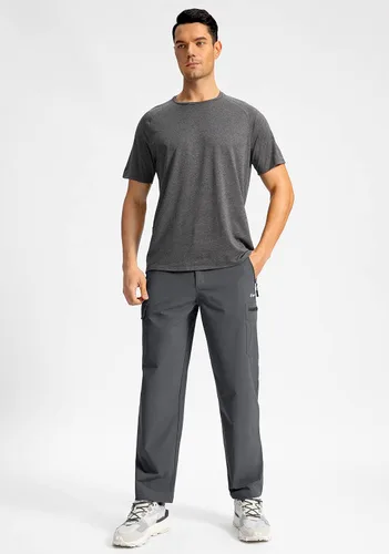 Miniatura 5 de Pudolla Pantalones cargo de senderismo para hombre pantalones ligeros de viaje para exteriores con múltiples bolsillos para pesca campamento trabajo