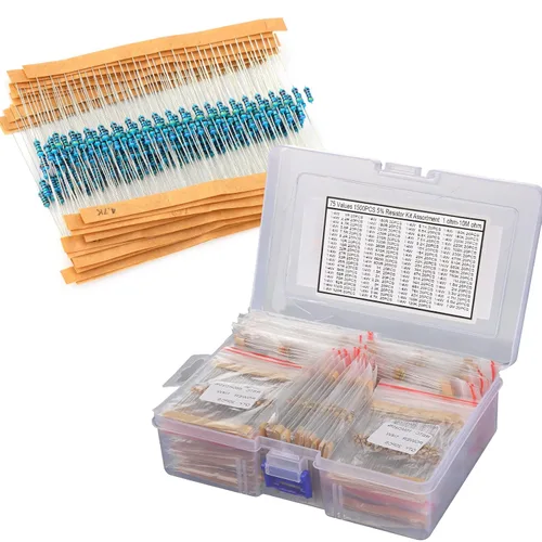 Miniatura 10 de Kit de resistencias de 64 valores 1280 piezas de 1 ohmio-32.8 ft ohmios con 1% 1/4 W de metal de resistencia de película de carbono