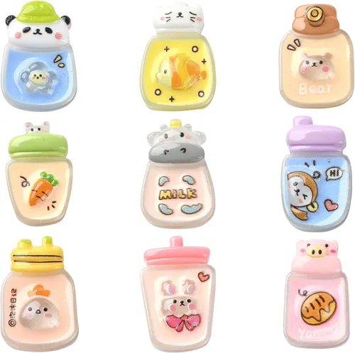 Miniatura 2 de LiQunSweet 50 unidades de taza de agua con forma de taza de agua, vaca, zanahoria, conejo, mono, cerdo, panda, gato, pollito, oso, cuentas