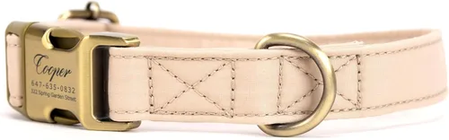 Miniatura 2 de Collar de perro personalizado con nombre y número de teléfono grabado, collar ajustable personalizado para cachorros, collar de algodón orgánico