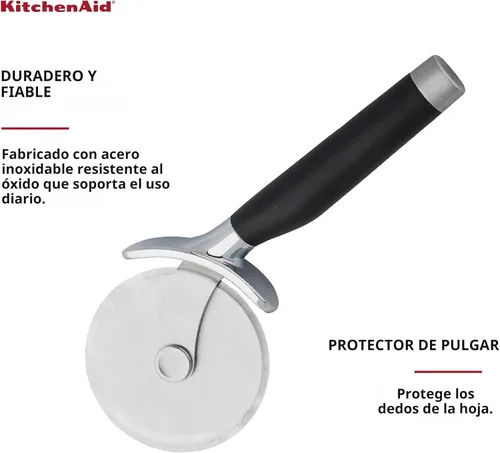 Miniatura 6 de KitchenAid Rueda de pizza clásica con hoja afilada para cortar costras, pasteles y más, protector de dedos integrado para un agarre seguro y cómodo