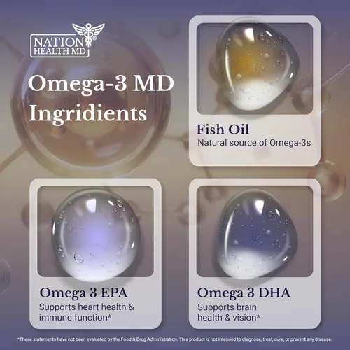 Miniatura 4 de Aceite de pescado Omega-3 MD - Suplemento Omega 3 para mujeres y hombres - Aceite de pescado capturado en la naturaleza y sin eructos 3600 mg