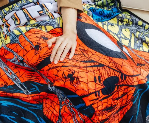 Miniatura 5 de Manta de forro polar con estampado gráfico digital oficialmente licenciado de Marvel Spider-Man de los 90, cubierta Torment, 114,3 cm x 152,4 cm